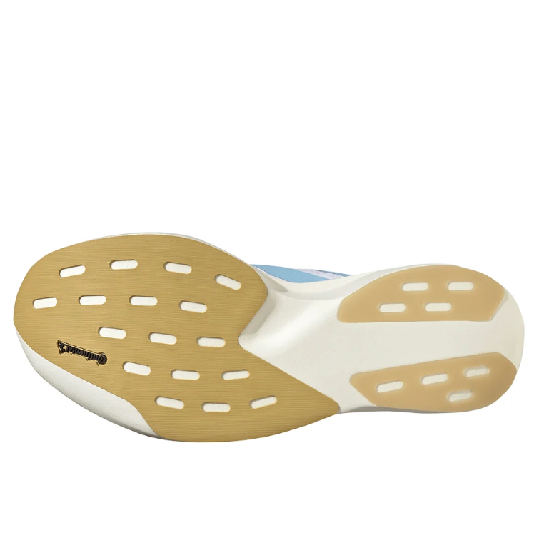 White & Light Blue Three-Stripe Running Sneakers