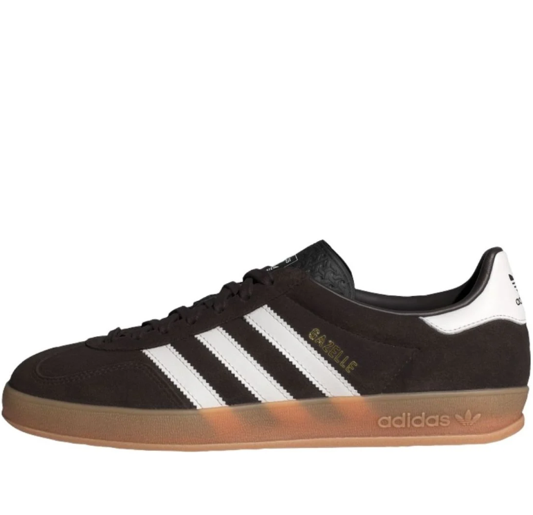 Brown & White Three-Stripe Low-Top Sneakers with Gum Sole
