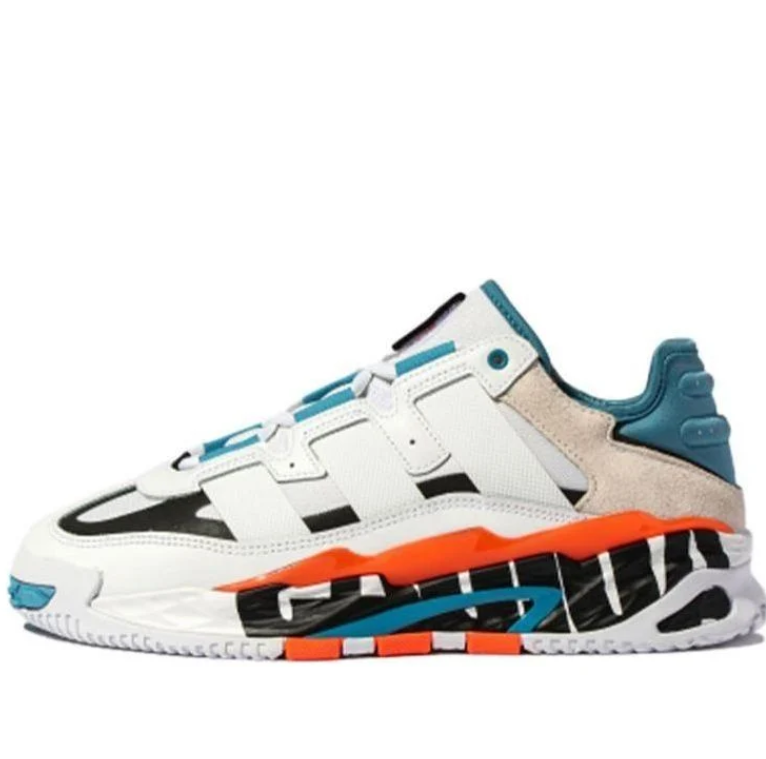 White Chunky Sneakers with Teal & Orange Accents
