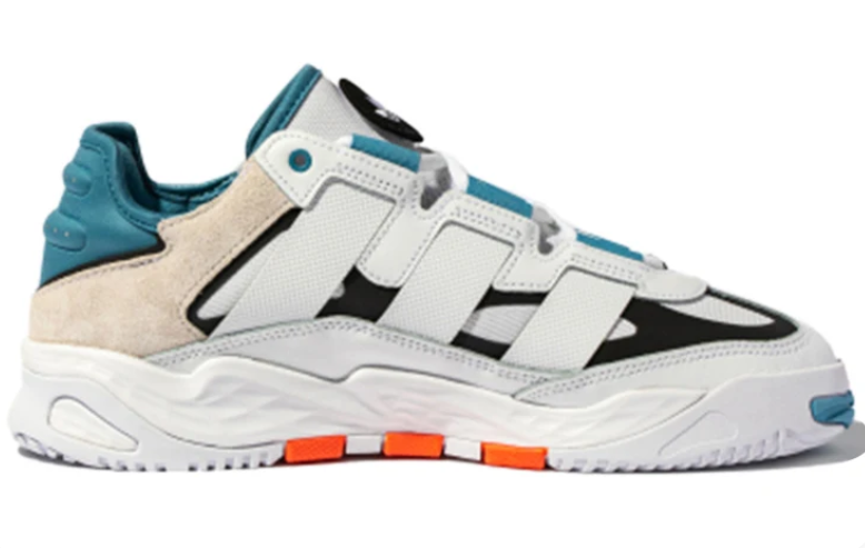 White Chunky Sneakers with Teal & Orange Accents