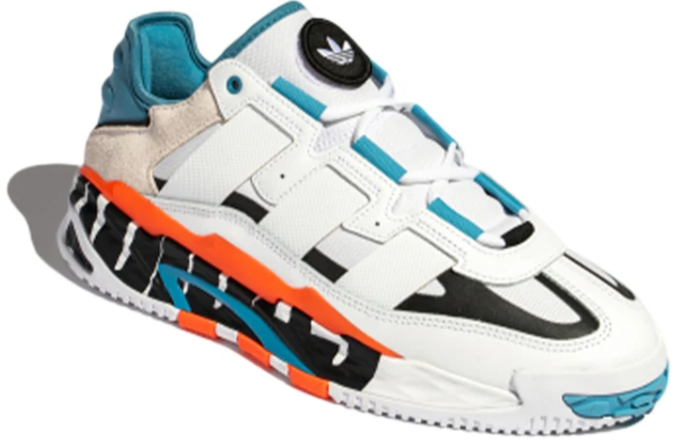 White Chunky Sneakers with Teal & Orange Accents