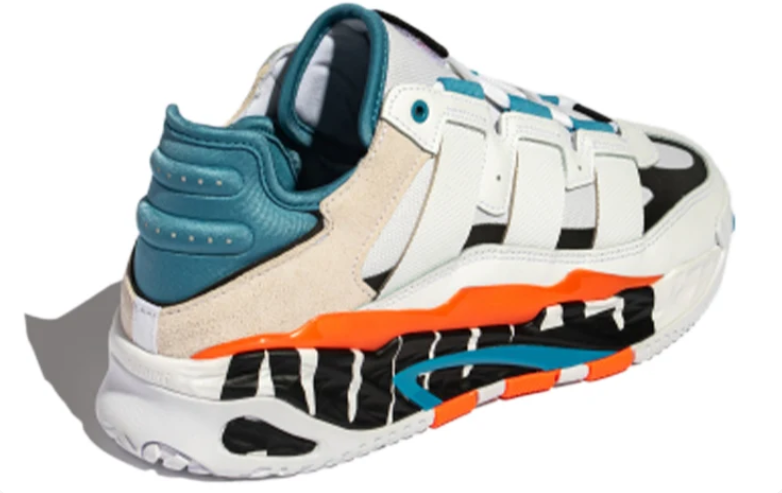 White Chunky Sneakers with Teal & Orange Accents