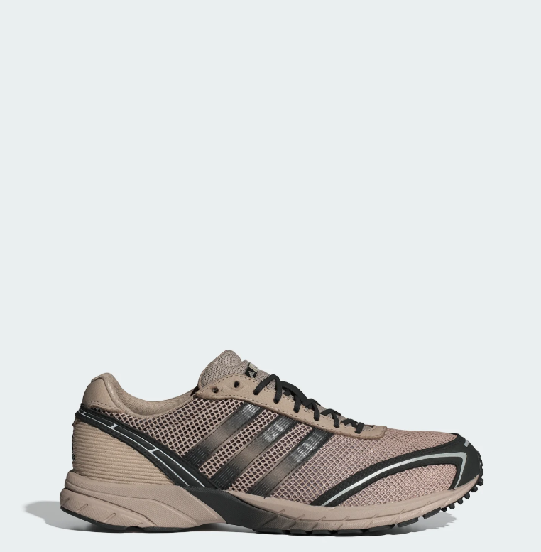 Taupe & Black Mesh Three-Stripe Sneakers