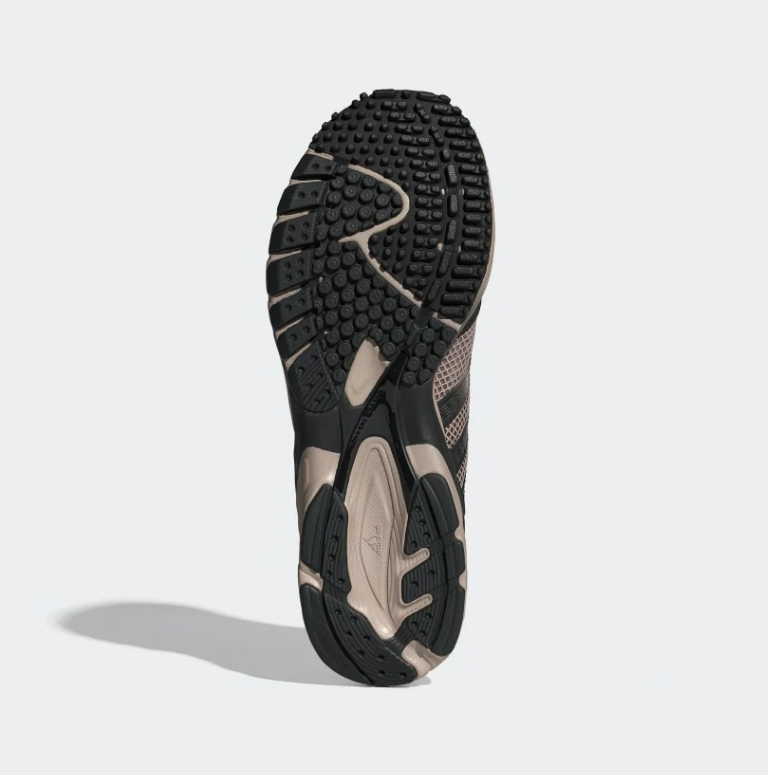 Taupe & Black Mesh Three-Stripe Sneakers