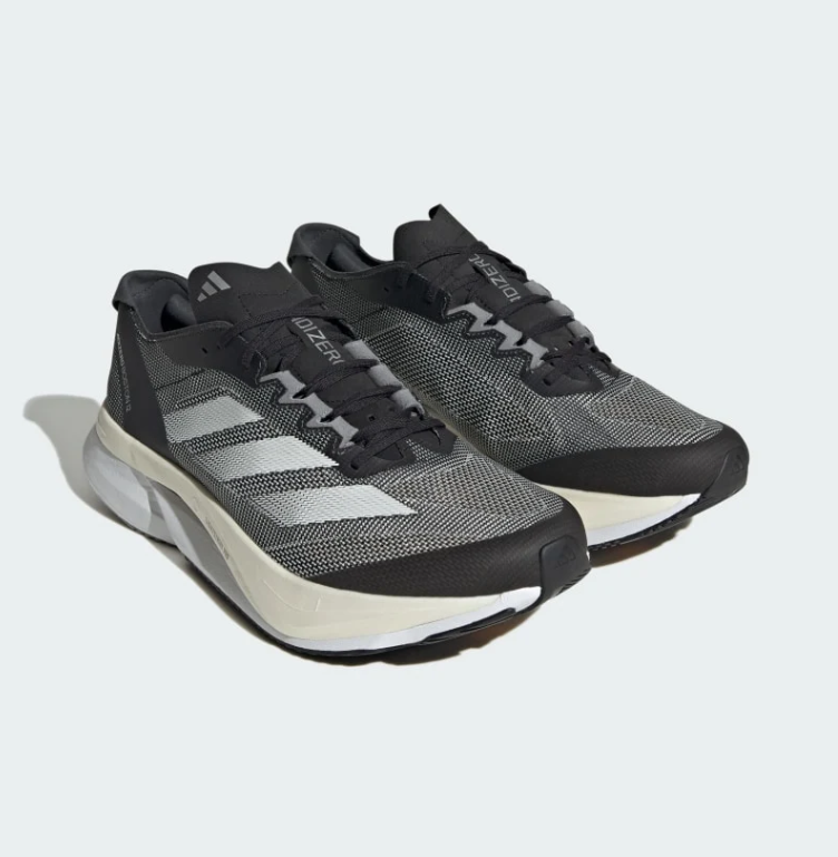 Black & Gray Mesh Three-Stripe Running Sneakers
