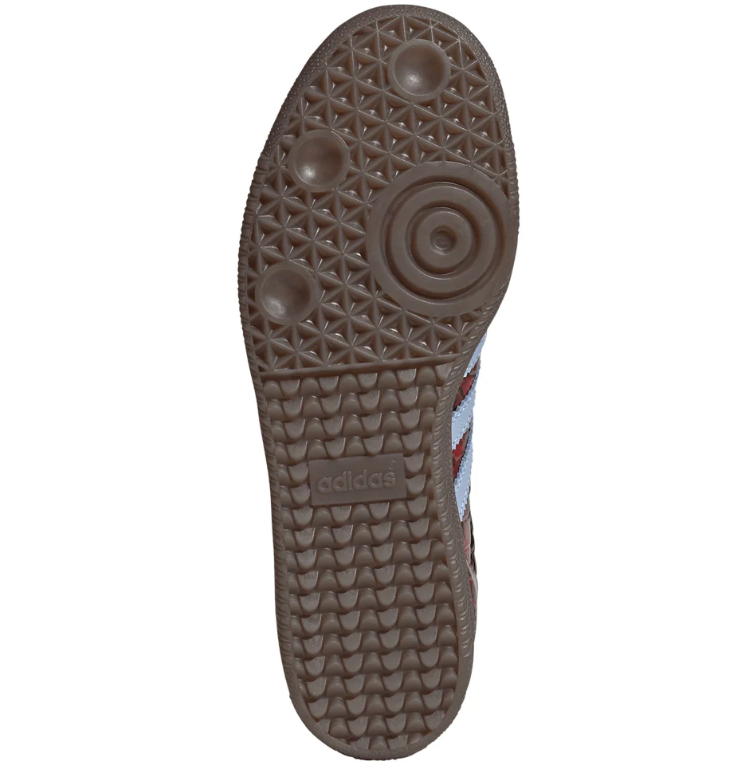 Burgundy Croc-Texture Low-Top Sneakers with Light Blue Stripes