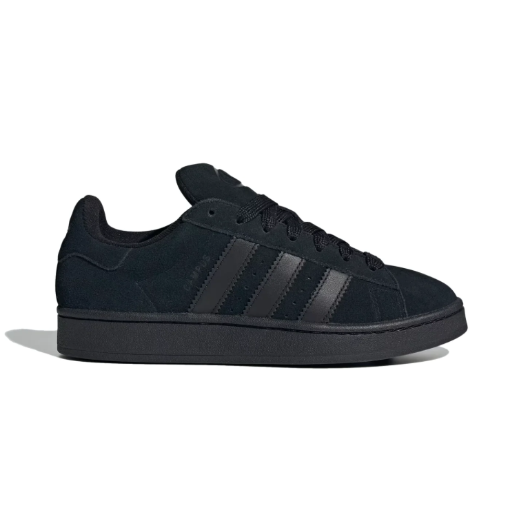 All-Black Three-Stripe Low-Top Sneakers