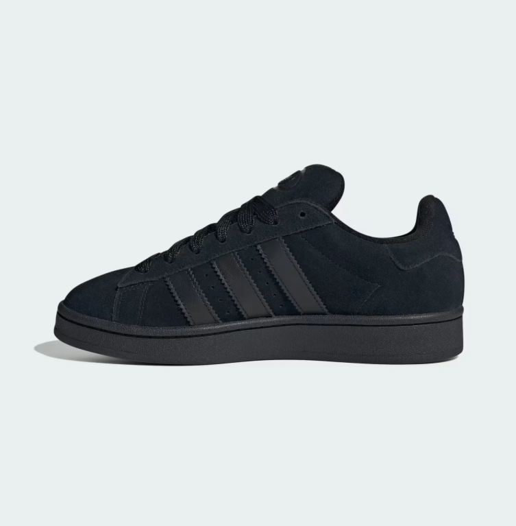 All-Black Three-Stripe Low-Top Sneakers