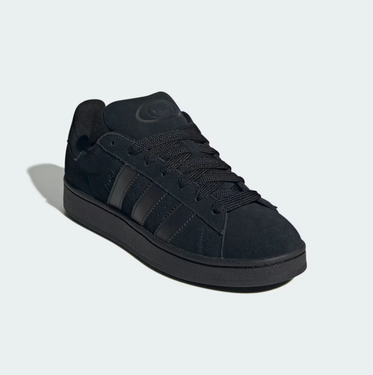 All-Black Three-Stripe Low-Top Sneakers