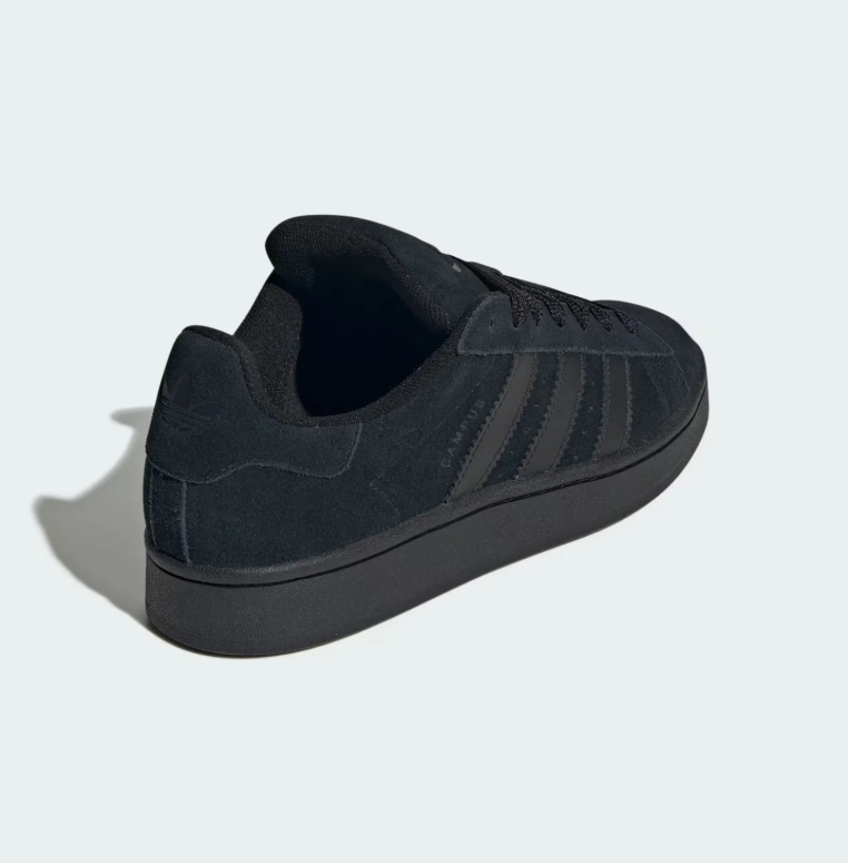 All-Black Three-Stripe Low-Top Sneakers