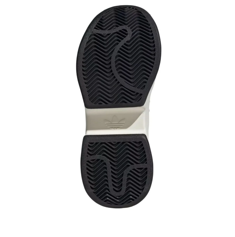 White & Black Shell-Toe Platform Sneakers with Gold Accents
