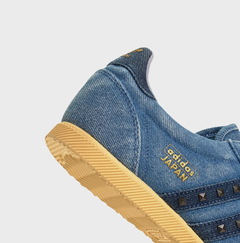 Blue Denim-Look Studded Low-Top Sneakers with Gum Sole