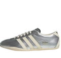 Metallic Silver & Cream Three-Stripe Low-Top Sneakers