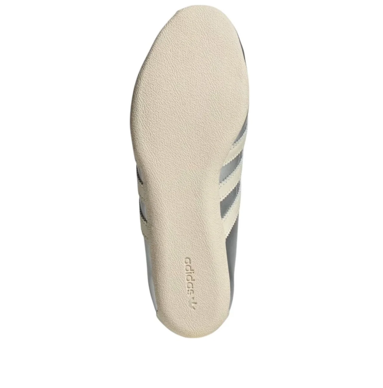 Metallic Silver & Cream Three-Stripe Low-Top Sneakers
