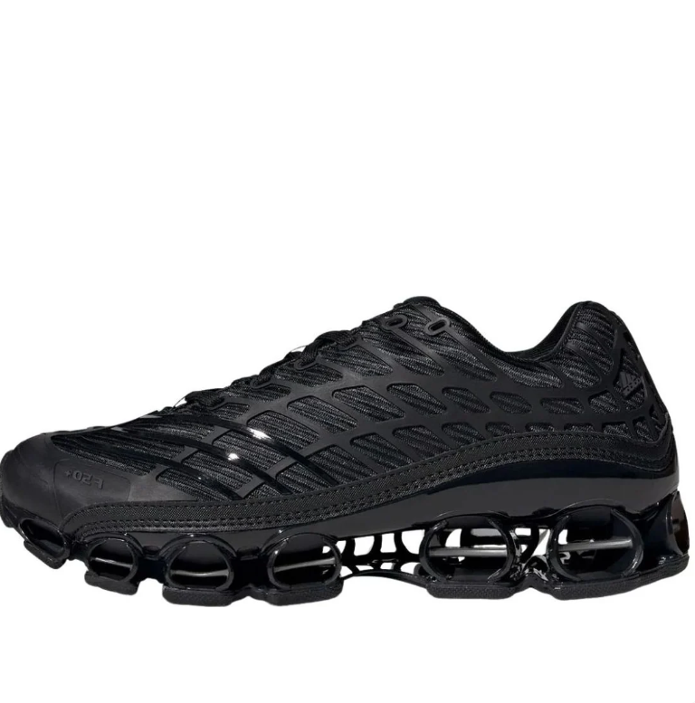 All-Black Mesh Sneakers with Open-Frame Sole