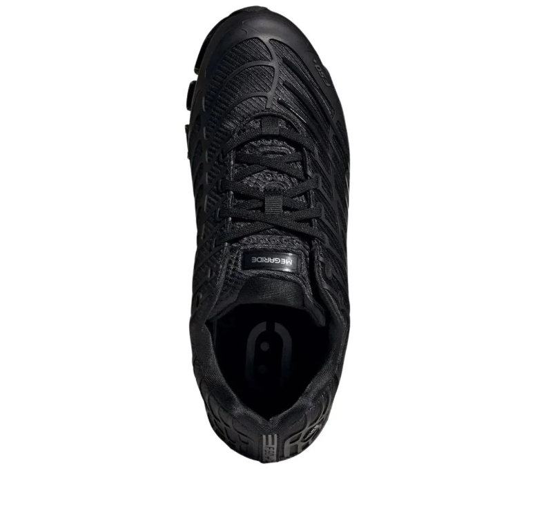 All-Black Mesh Sneakers with Open-Frame Sole