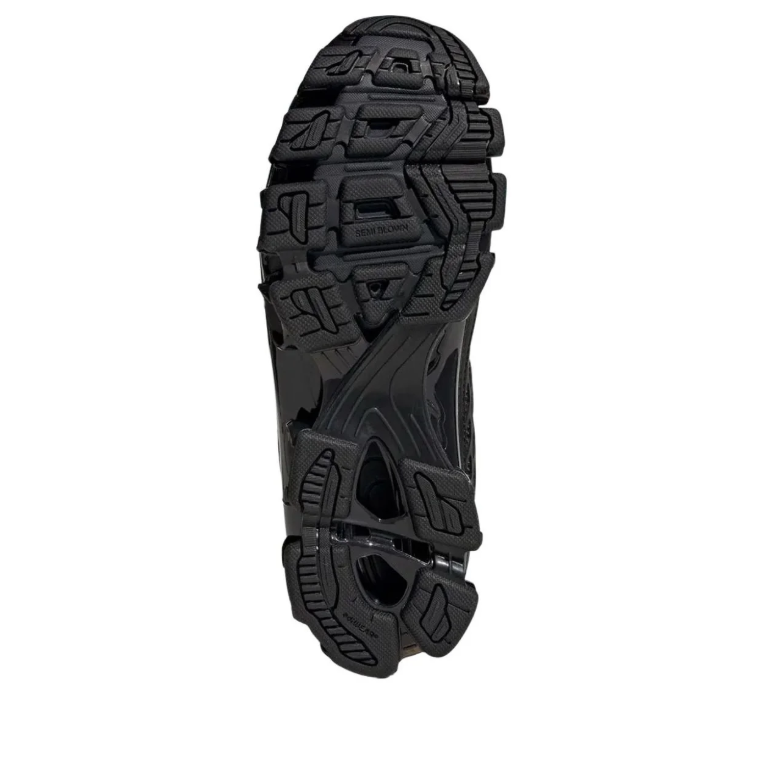 All-Black Mesh Sneakers with Open-Frame Sole