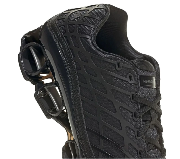 All-Black Mesh Sneakers with Open-Frame Sole