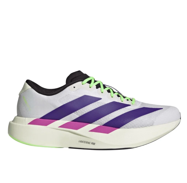 White & Purple Running Sneakers with Lime Laces