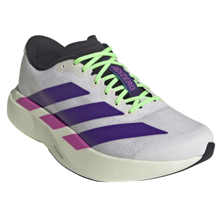 White & Purple Running Sneakers with Lime Laces