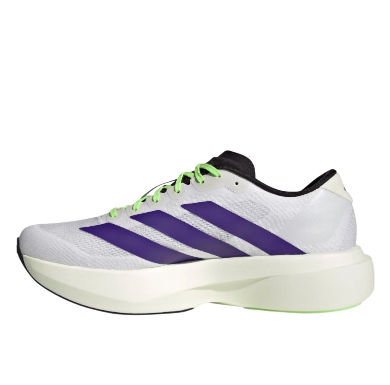 White & Purple Running Sneakers with Lime Laces