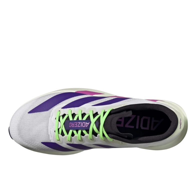 White & Purple Running Sneakers with Lime Laces