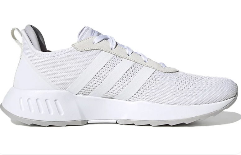 White Mesh Three-Stripe Low-Top Sneakers