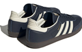 Dark Navy & Cream Three-Stripe Low-Top Sneakers with Brown Sole