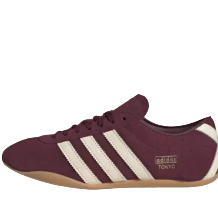 Burgundy & Cream Three-Stripe Slim Low-Top Sneakers