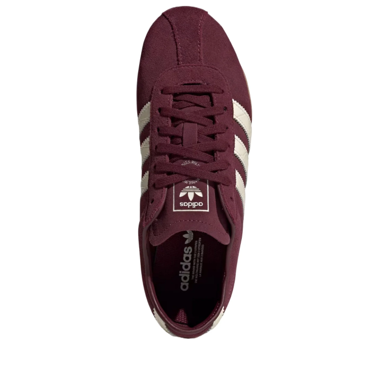Burgundy & Cream Three-Stripe Slim Low-Top Sneakers