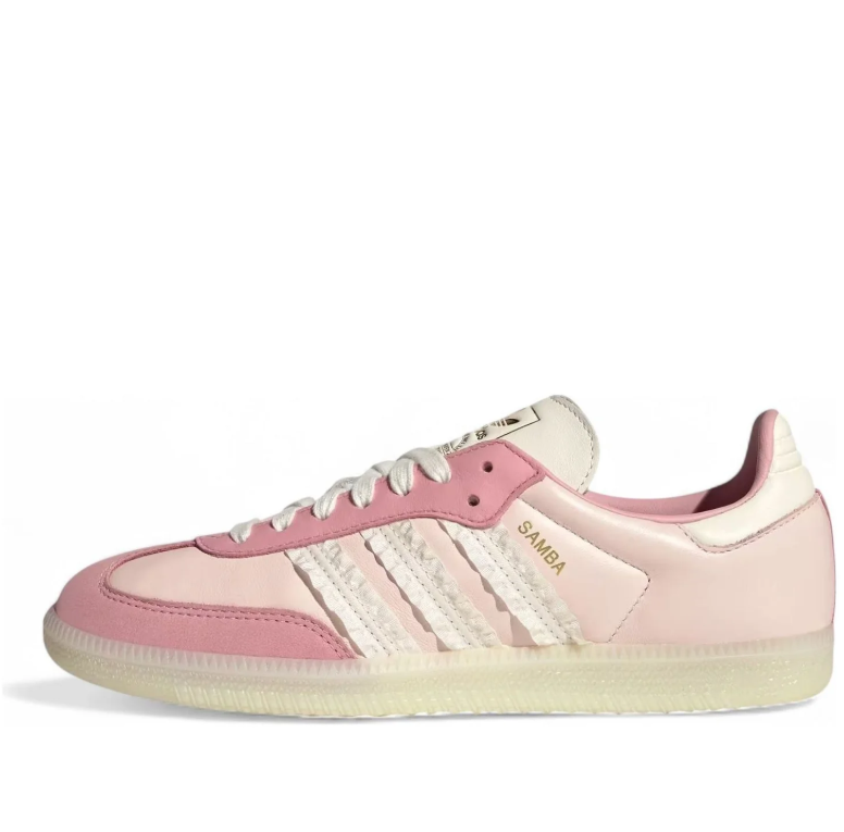 Blush Pink & Cream Ruffle-Stripe Low-Top Sneakers