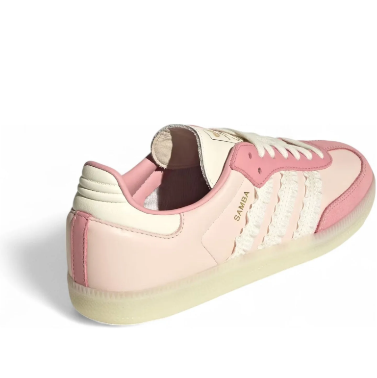 Blush Pink & Cream Ruffle-Stripe Low-Top Sneakers