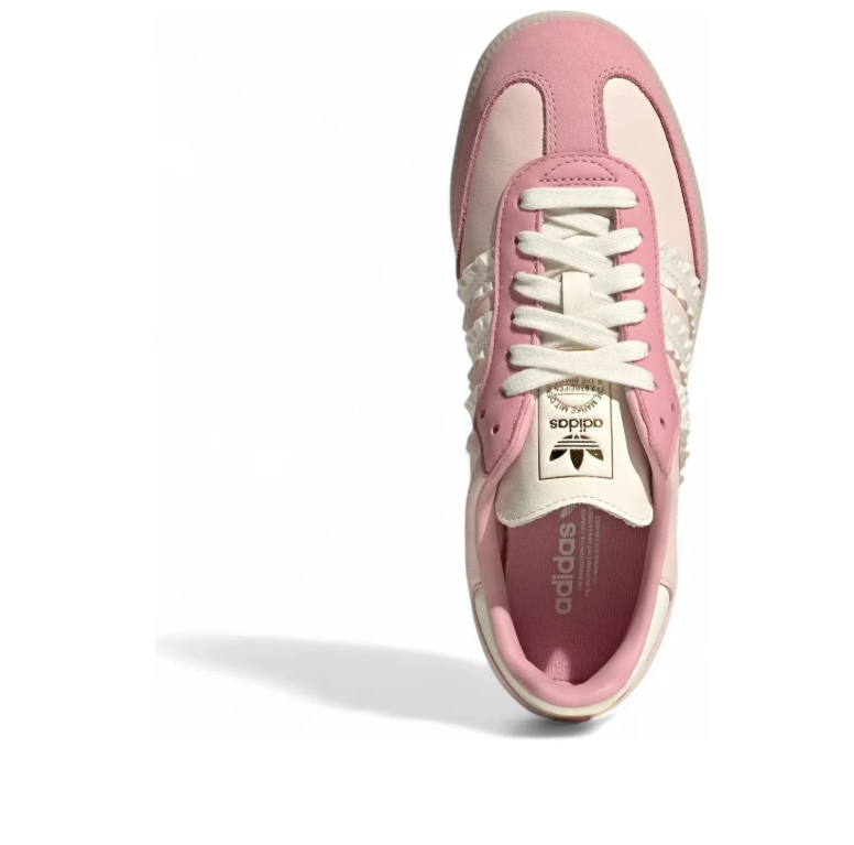 Blush Pink & Cream Ruffle-Stripe Low-Top Sneakers