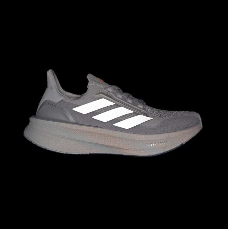 Light Gray Mesh Running Sneakers with Reflective-Look Stripes