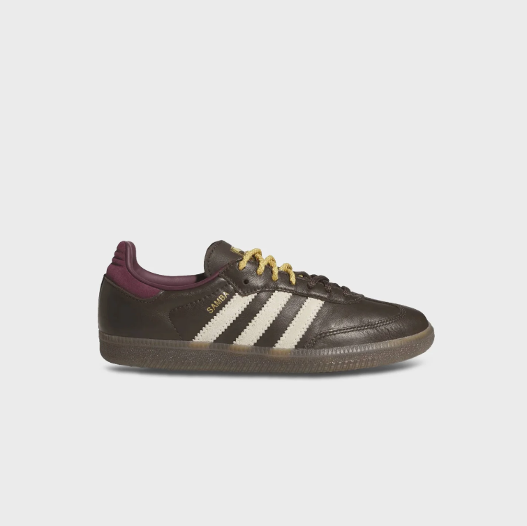 Dark Brown & Cream Retro Sneakers with Burgundy Accents