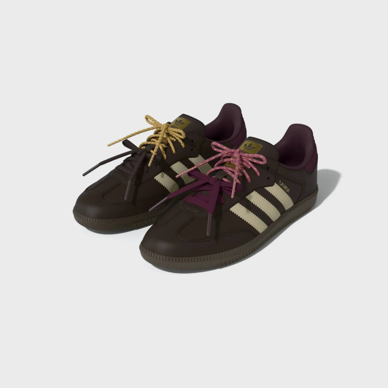 Dark Brown & Cream Retro Sneakers with Burgundy Accents