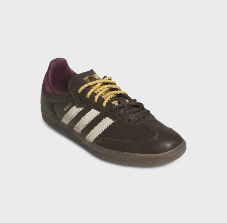 Dark Brown & Cream Retro Sneakers with Burgundy Accents