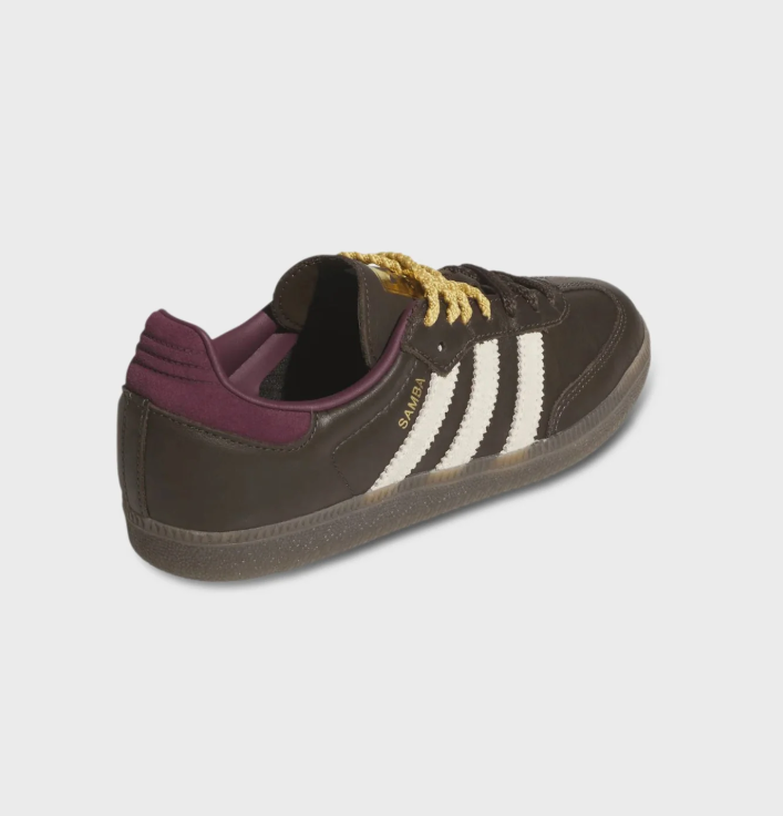 Dark Brown & Cream Retro Sneakers with Burgundy Accents