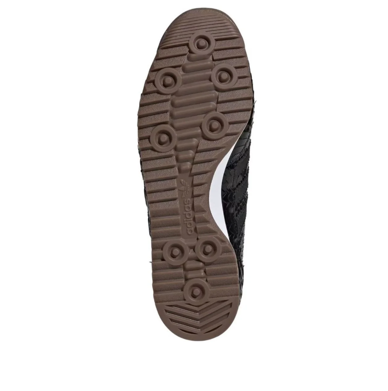 Glossy Black Snake-Effect Retro Sneakers with Gum Sole