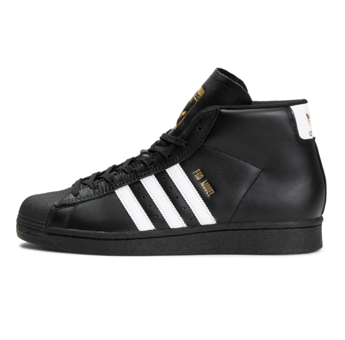 Black & White Three-Stripe High-Top Shell-Toe Sneakers