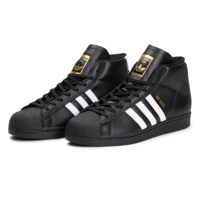 Black & White Three-Stripe High-Top Shell-Toe Sneakers