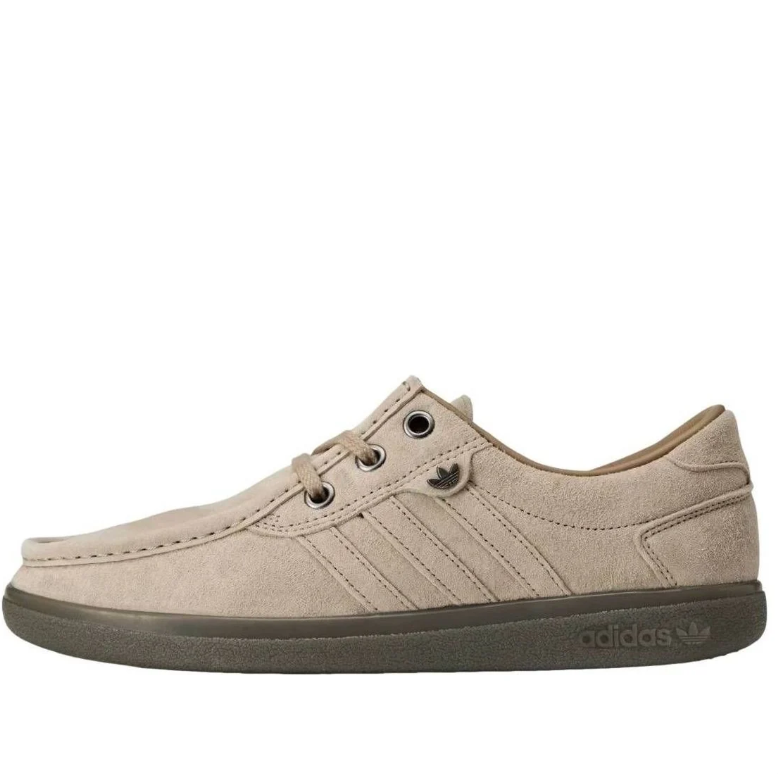 Beige Moc-Toe Low-Top Sneakers with Tonal Stripes