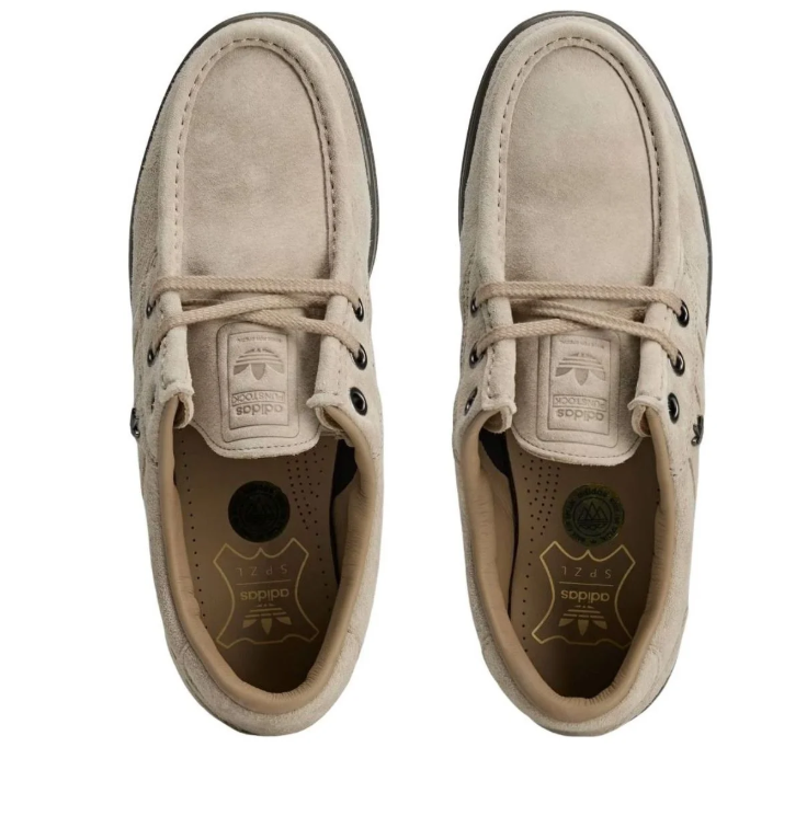 Beige Moc-Toe Low-Top Sneakers with Tonal Stripes