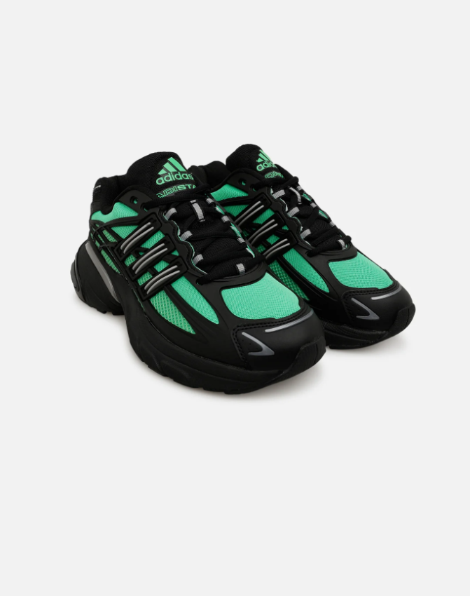 Black & Mint Green Mesh Sneakers with Chunky Sculpted Sole