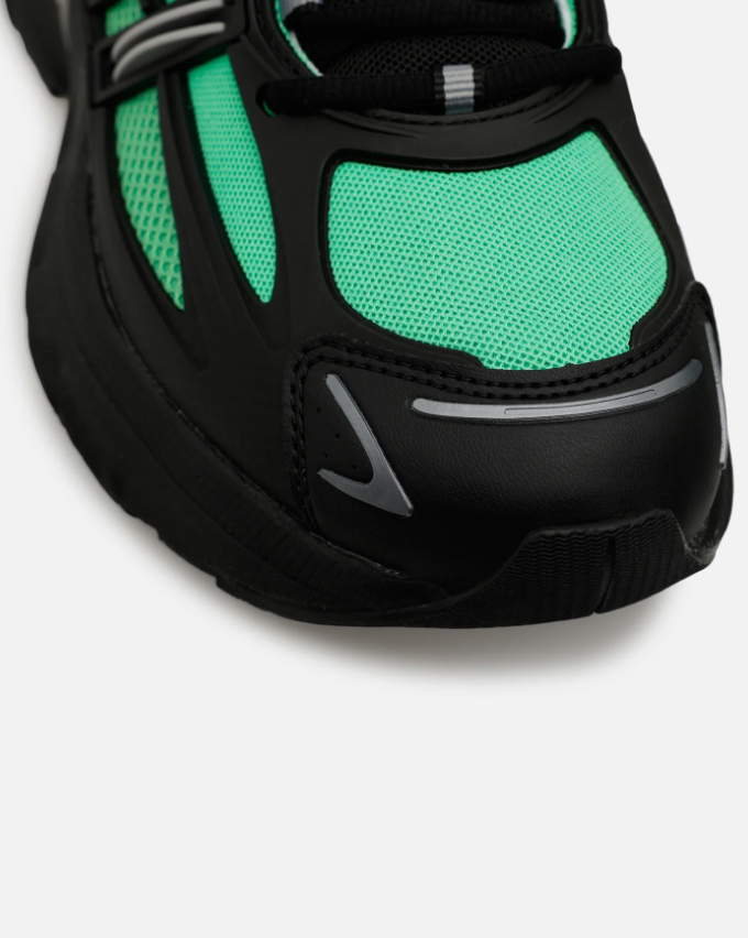 Black & Mint Green Mesh Sneakers with Chunky Sculpted Sole