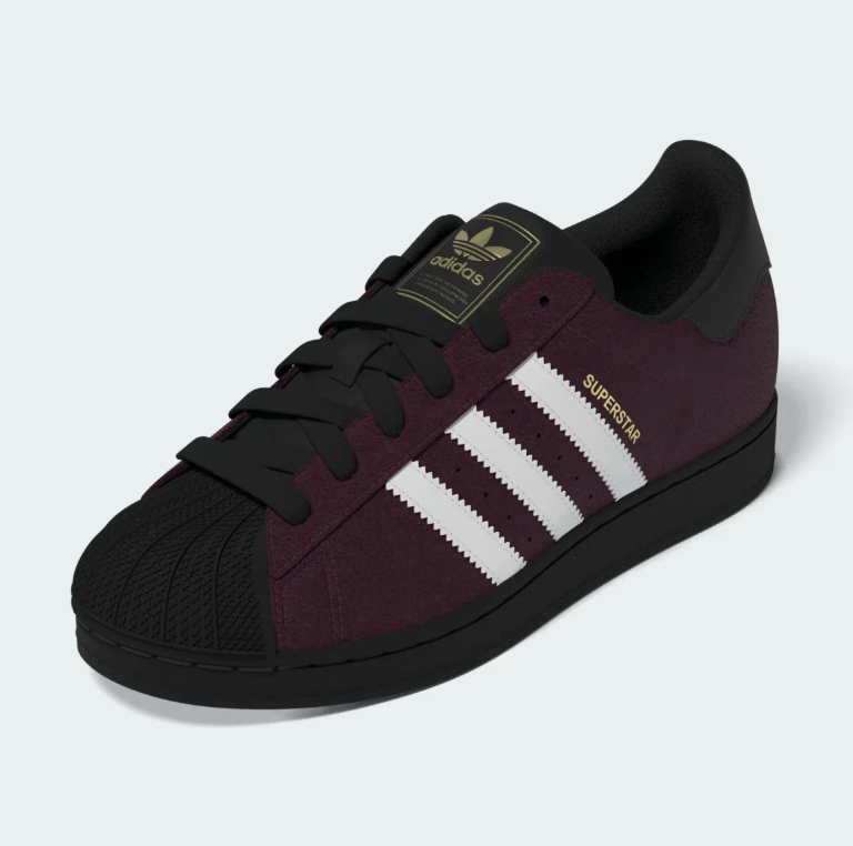 Burgundy & White Low-Top Shell-Toe Sneakers with Black Sole