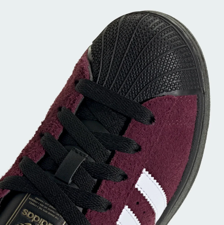Burgundy & White Low-Top Shell-Toe Sneakers with Black Sole