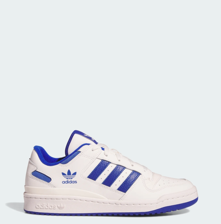 White & Royal Blue Retro Court Sneakers