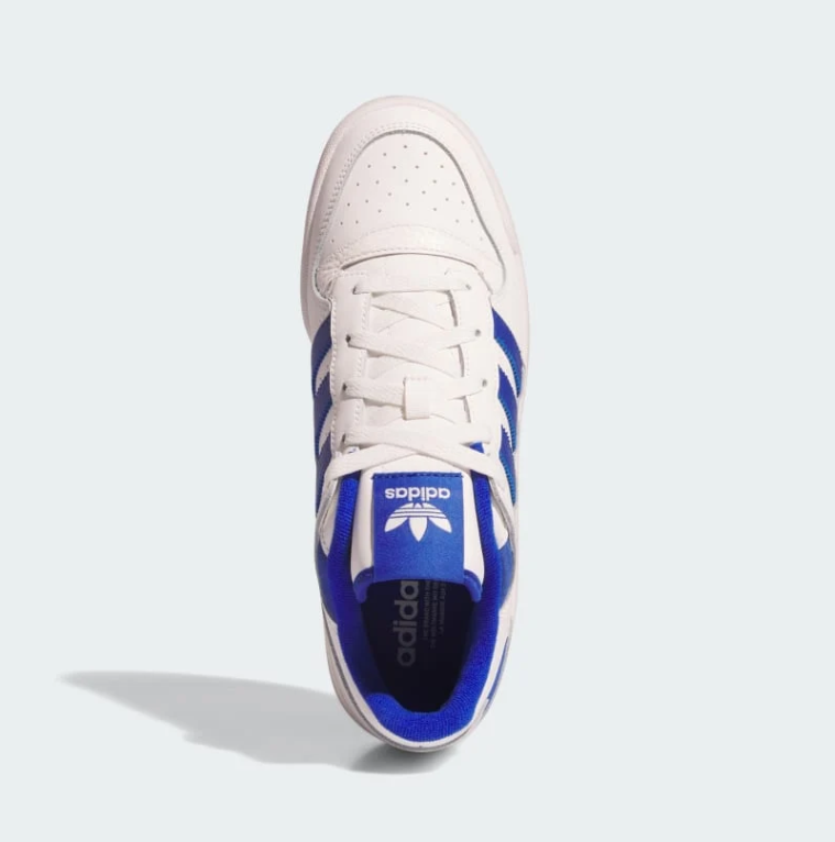 White & Royal Blue Retro Court Sneakers