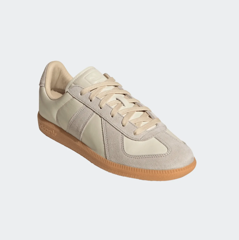 Cream & Light Gray Retro Low-Top Sneakers with Gum Sole